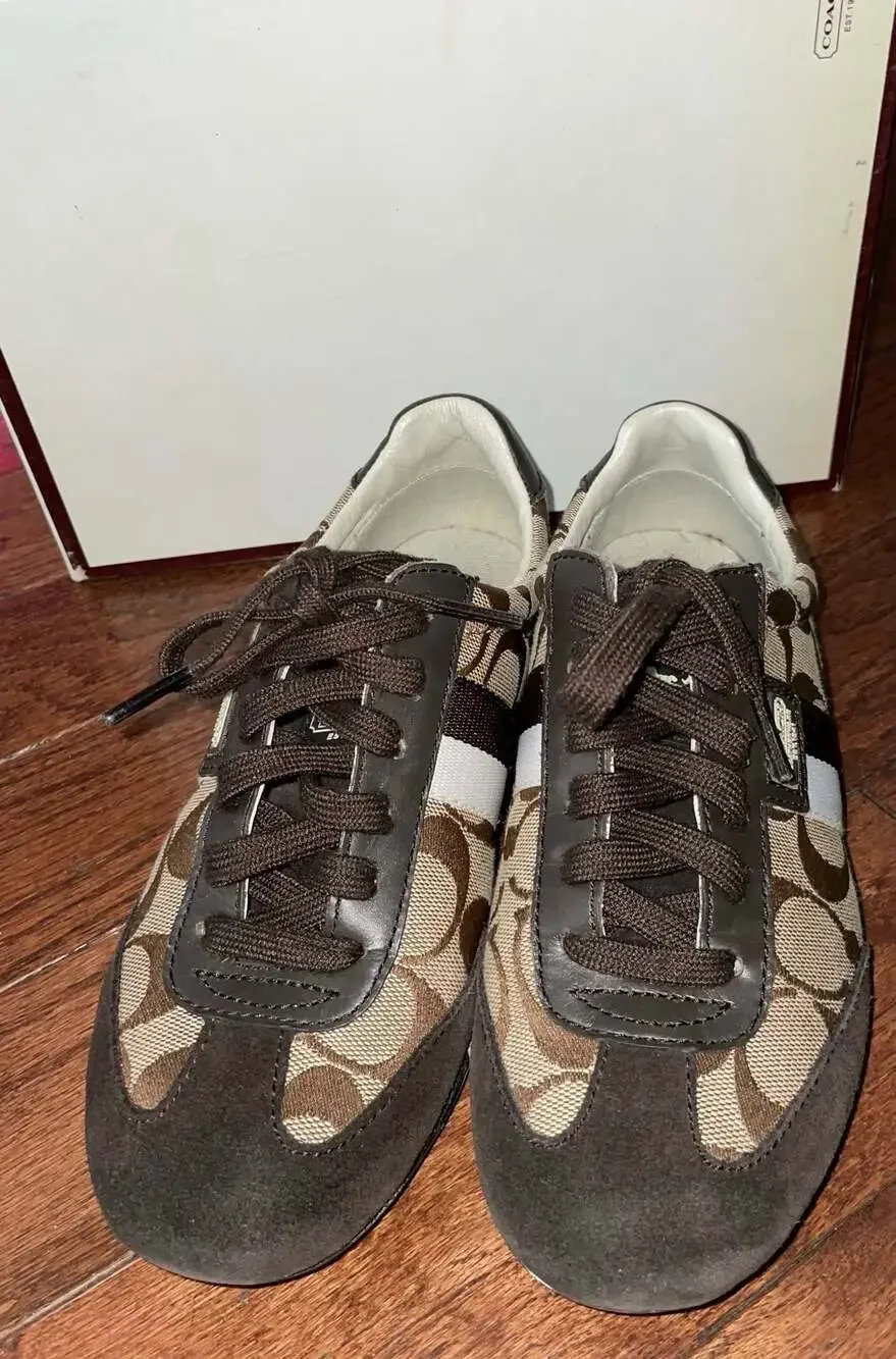 COACH Joss Signature C Y2K Retro Low Profile Sneakers Brown Size 5